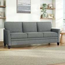 Mainstays Kensington Modern 3 Seat Sofa Couch Living Room Furniture Gray Beige picture