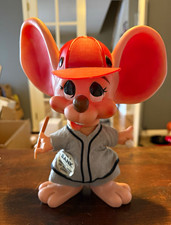Vintage 1970 Roy Des of Fla Big Ear Mouse Baseball Player Coin Bank Bat Ball picture