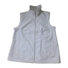 Chico’s Weekends White Full Zip Stretch Vest Mock Neck Pockets Size 2 EUC picture