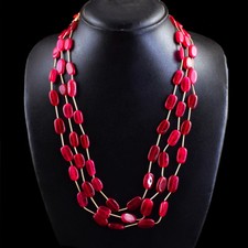Rare 260.00 Cts Earth Mined 3 Strand Red Ruby Beads Handmade Necklace- NK 40MJ6 picture