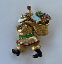 Vintage Signed ART Old Fashion Santa Brooch, Book Piece picture