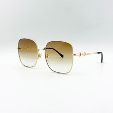 GUCCI GG0879S Oversized Square Sunglasses Gold Brown Lens Women 61-16-140 picture