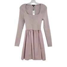 Express Women's Square Neck A-Line Dress Beige Small picture