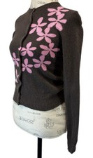 J.Crew Brown Pink Floral Cardigan Sweater Womens Buttons Long Sleeve Size XS picture