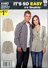 Simplicity pattern A1493 Misses' & Men's Shirt size XS-XL picture