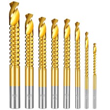 8 Pack Titanium Coated HSS Twist Drill Bits, 3-10Mm Serrated Side Cutting Drill picture