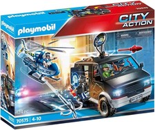 PLAYMOBIL 70575 CITY ACTION HELICOPTER PURSUIT WITH RUN AWAY VAN 124 PC NIB picture