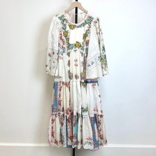 ZIMMERMANN Clover Floral Patched Midi Dress 3 Open Back Blouson Puff Sleeves picture