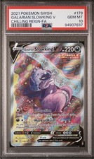2021 POKEMON SWORD & SHIELD CHILLING REIGN FULL ART/GALARIAN SLOWKING V PSA 10 picture