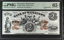 1863 $2 Wisconsin, Watertown PMG 65 Gem picture