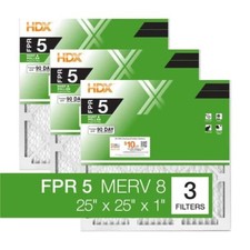 25 x 25 x 1 Standard Pleated Air Filter FPR 5, 3-Pack, Air Filters Replacement picture