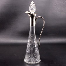 Star Brilliant Cut Crystal Claret Ewer Jug Silver Plate Spout 12