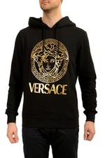 Versace Men's Gold Signature Medusa Print Hooded Sweatshirt Hoodie US M IT 50 picture