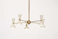 Mid Century Stilnovo Hourglass Chandelier 5 Arm 10 Bulb Socket Handmade Decor picture