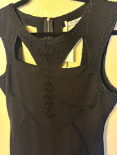Sara Boo Black Beaded Bodycon Mini Dress Cut-Out Back Zip M picture