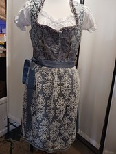 Alte Liebe. US 10 Oktoberfest,Dirndl Dress,2pc,Silver, blue, Lace Apron picture