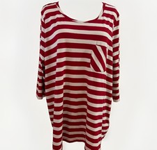 Ulla Popken Women's Classic Scoop Neck Tunic Size 20/22 Striped 100% Cotton EUC picture