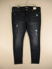 Express Jeans Womens 16 Long Legging Mid Rise Stretch Skinny Distress Blue picture