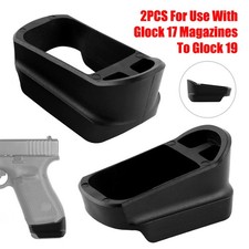 PAIR 2-PACK Glock 17 Magazine To G19 Frame Adapter/Spacer Sleeve BK picture