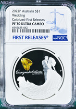 2022 P AUSTRALIA Wedding 1oz SILVER PROOF COIN NGC PF70 UC FR picture
