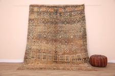 Peach Vintage Moroccan Wool Rug 6.8 x 8.8 ft, Berber Handmade Rug, Bohemian Rug picture