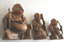 ANTIQUE VINTAGE THREE CHINESE STATUES FIGURINES DETAILED picture
