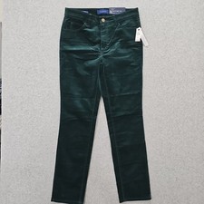 Talbots Flawless Velour Jeans High-Rise Straight Full Length Size 4 Petite Green picture