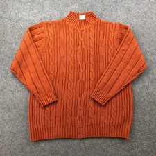 Vintage Haband Sweater Womens Medium Rust Orange Cable Knit Mock Neck Ribbed picture