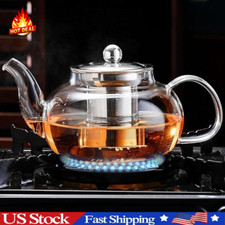Clear Glass Tea Pot With Steel Infuser Leaf Teapot Stovetop Safe 20Oz 600ml picture