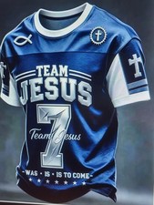 Men's Team Jesus Retro Football Jersey T Shirt Round Neck Casual Style Size XL picture