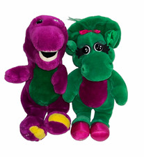 Vintage 1992 Barney & Baby Bop Plush Lot Golden Bear Lyons Group Stuffed picture