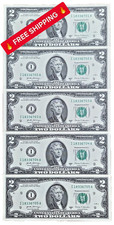 2017A $2 Bill Minneapolis IA Block Lot of 5 Consecutive Uncirculated *Low Print* picture