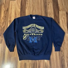 Vintage 90s Nutmeg Michigan Wolverines Sweatshirt XL Made in USA Embroidery picture
