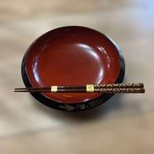 Wajima Nuri Bowl & Chopsticks Set Traditional Lacquerware Kitchen & Dining picture