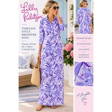 Lilly Pulitzer Berkley Maxi Dress Purple Floral Tropically L NWOT picture