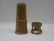 VINTAGE SELMER PARIS 2 SCREW BRASS TENOR SAXOPHONE LIGATURE & MOUTHPIECE CAP picture