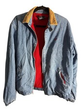 Vtg Polo Ralph Lauren Denim Jean Jacket Corduroy Collar Red Fleece Lined Sz Med picture