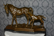 Horse Bronze Statue COLT Sculpture Foal Marble France Decor Animal Art Mother picture