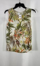 J. Jill Love Linen Women's Tropical Palm Leaf Print Sleeveless Tank Top Sz S NWT picture