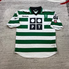 VTG Reebok Sporting Clube de Portugal Jersey XL Green White Soccer 2001 2002 picture