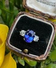 3.75 Ct Oval Cut Tanzanite Ring Engagement Ring 14K White Gold picture