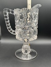 Beautiful EAPG Challinor & Taylor Diamond Block With Fan Glass Footed Creamer picture