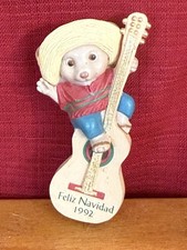 Hallmark Vintage 1992 Feliz Navidad Mouse Guitar Hanging Christmas Ornament picture