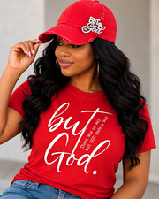 Women’s Red Graphic T-Shirt Crew Neck Short Sleeve “But God” - Size 3X picture