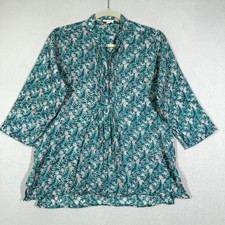 Anokhi Top Women Medium Floral Popover Blouse Pintuck Botanical Lightweight Boho picture