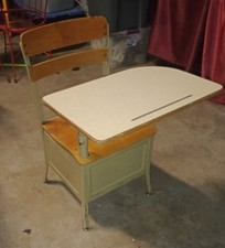 Vintage Irwin  Metal & Wood Child's School Desk picture