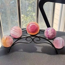 2.3LB 5PC Natural Candy Fluorite Sphere Crystal Rainbow Ball Healing Decor Gift picture