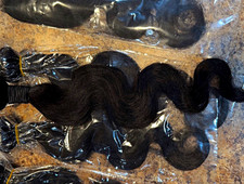 Human Hair Body Wave Bundles w/ 5x5 Lace Closure, Black Weft 18-22
