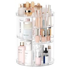 Rotating Makeup Organizer 8 Adjustable Layers Skincare Cosmetic Storage Clear picture