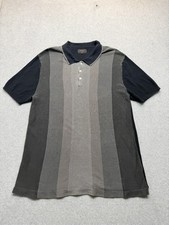 BEAMS Mens Polo Shirt XL Multicolor Color Block Striped Ribbed Cotton picture